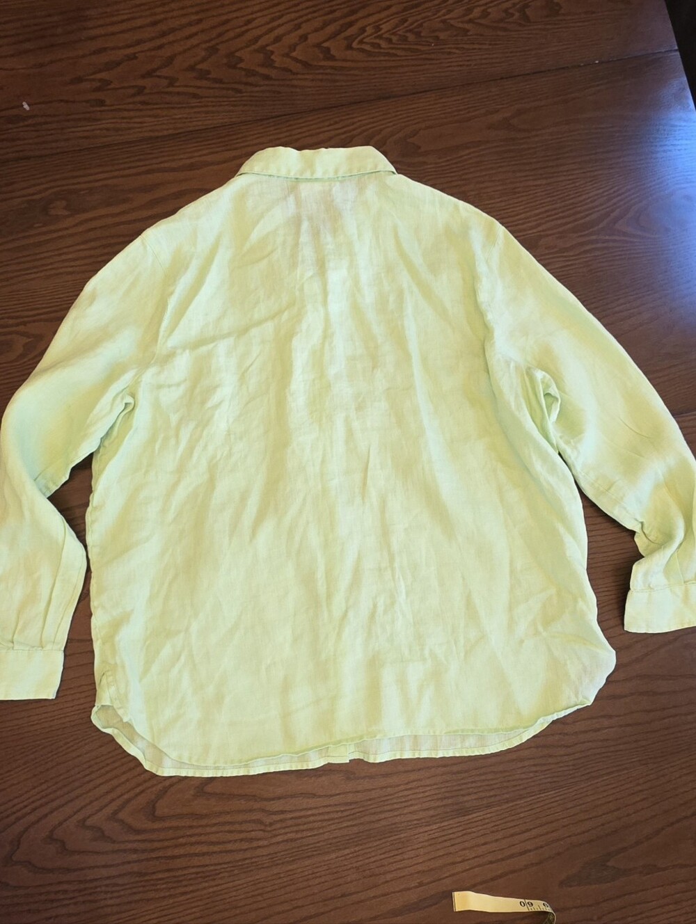 J.Jill Linen Lime Green Button Down Shirt Coastal Grandma Minimalist Eurosummer - Picture 7 of 8
